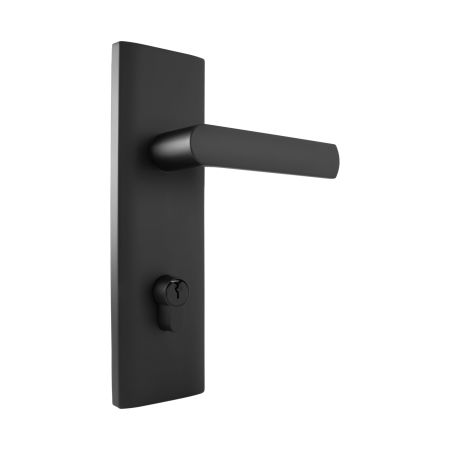 TradePro Round Rose Bela Long Plate Entrance Lever — Matte Black